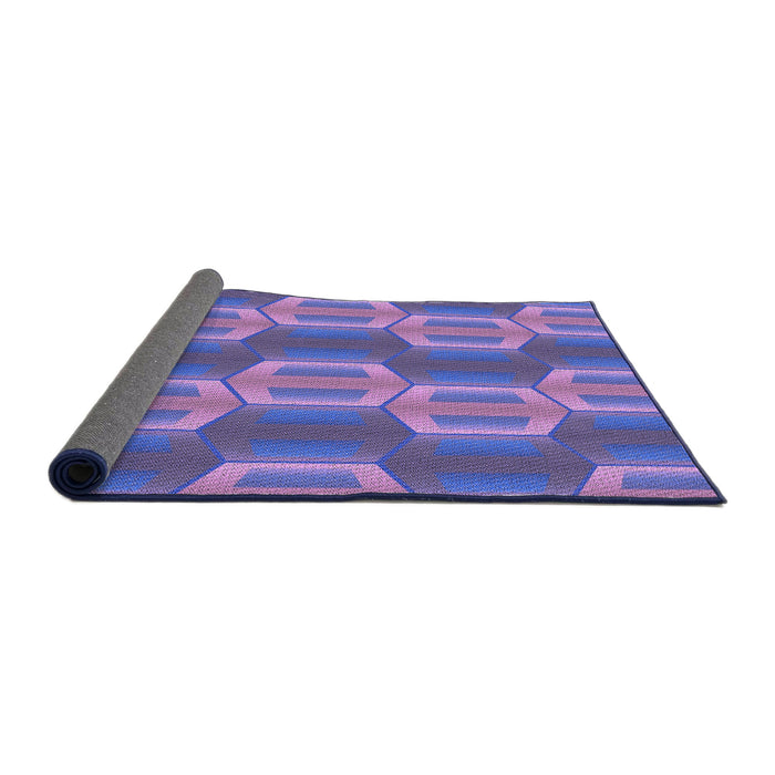 Thickness of Patterned Slate Blue Rug, pat1453pur