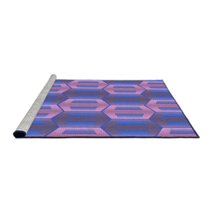 Sideview of Machine Washable Transitional Slate Blue Rug, wshpat1453pur