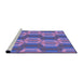 Sideview of Machine Washable Transitional Slate Blue Rug, wshpat1453pur