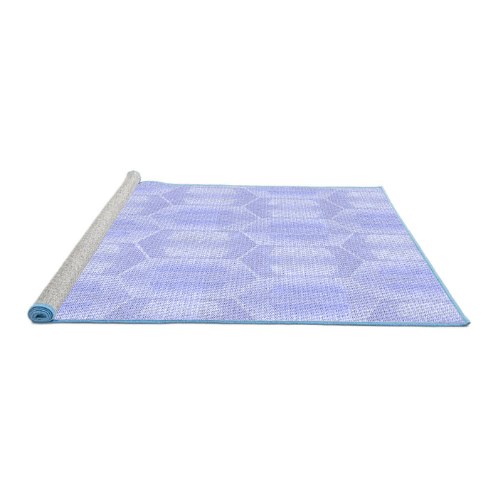 Sideview of Machine Washable Transitional Blue Rug, wshpat1454blu