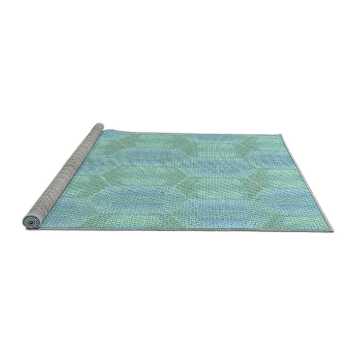 Sideview of Machine Washable Transitional Blue Rug, wshpat1454lblu