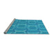 Sideview of Machine Washable Transitional Bright Cyan Blue Rug, wshpat1455lblu