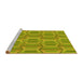 Sideview of Machine Washable Transitional Dark Yellow Green Rug, wshpat1455yw