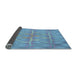 Thickness of Patterned Diamond Blue Rug, pat1456lblu