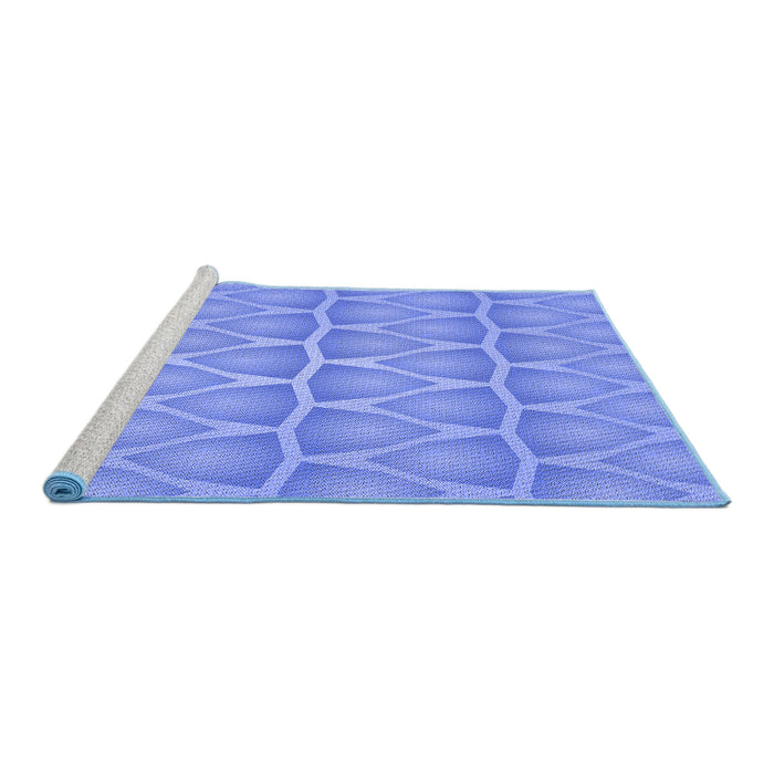 Sideview of Machine Washable Transitional Blue Rug, wshpat1457blu