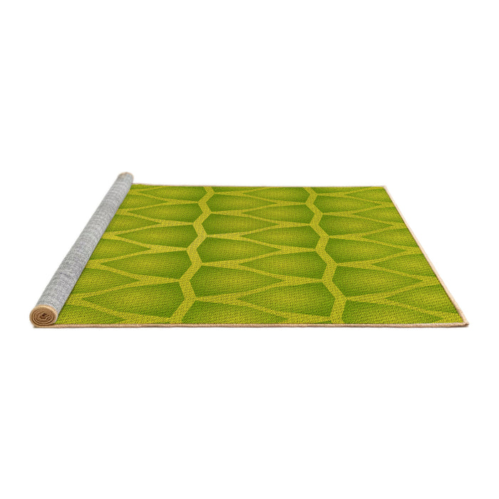 Sideview of Machine Washable Transitional Neon Yellow Green Rug, wshpat1457yw