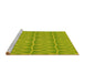 Sideview of Machine Washable Transitional Neon Yellow Green Rug, wshpat1457yw