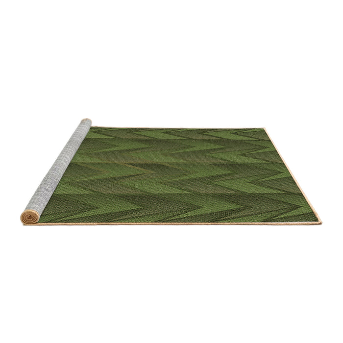 Sideview of Machine Washable Transitional Army Green Rug, wshpat1458brn