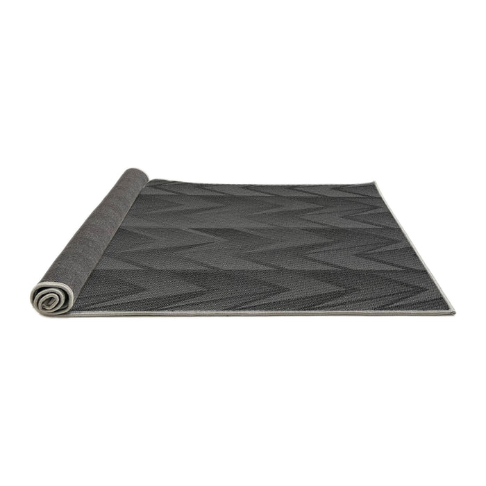 Thickness of Patterned Dark Gray Black Rug, pat1458gry