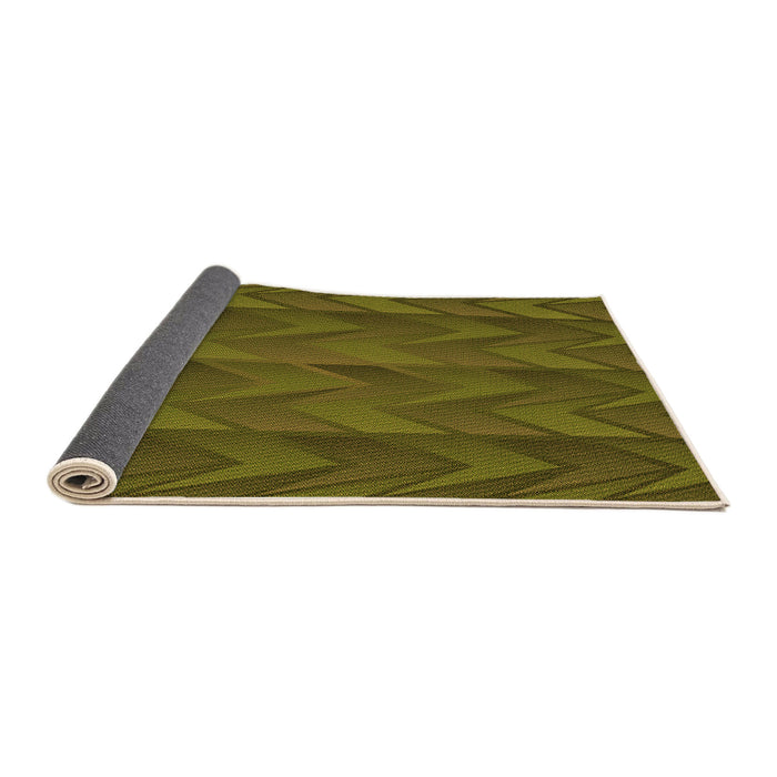 Thickness of Patterned Dark Yellow Green Rug, pat1458org