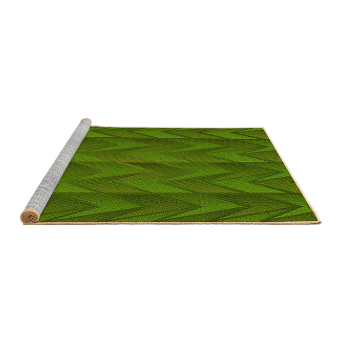 Sideview of Machine Washable Transitional Dark Lime Green Rug, wshpat1458yw
