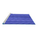 Sideview of Machine Washable Transitional Blue Orchid Blue Rug, wshpat1459blu