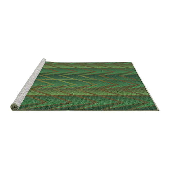 Sideview of Machine Washable Transitional Green Rug, wshpat1459grn