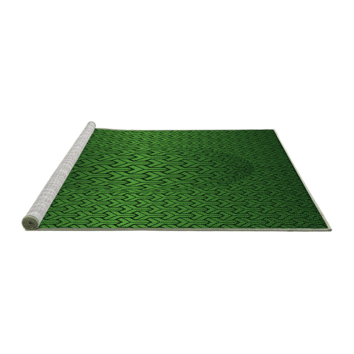 Sideview of Machine Washable Transitional Dark Forest Green Rug, wshpat1460grn