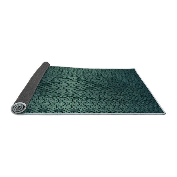 Thickness of Patterned Aquamarine Stone Green Rug, pat1460lblu
