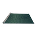 Sideview of Machine Washable Transitional Aquamarine Stone Green Rug, wshpat1460lblu