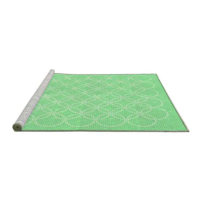 Sideview of Machine Washable Transitional Green Rug, wshpat1461grn