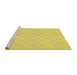 Sideview of Machine Washable Transitional Neon Yellow Rug, wshpat1461yw