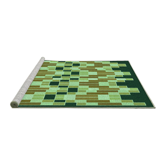 Sideview of Machine Washable Transitional Army Green Rug, wshpat1462grn