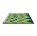 Sideview of Machine Washable Transitional Army Green Rug, wshpat1462grn