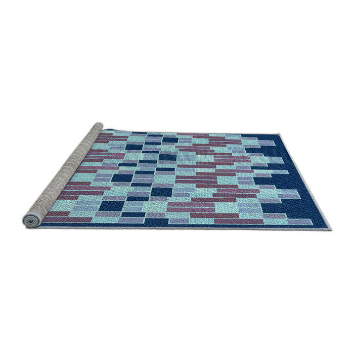 Sideview of Machine Washable Transitional Sky Blue Rug, wshpat1462lblu