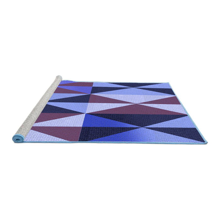 Sideview of Machine Washable Transitional Sky Blue Rug, wshpat1463blu