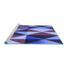 Sideview of Machine Washable Transitional Sky Blue Rug, wshpat1463blu