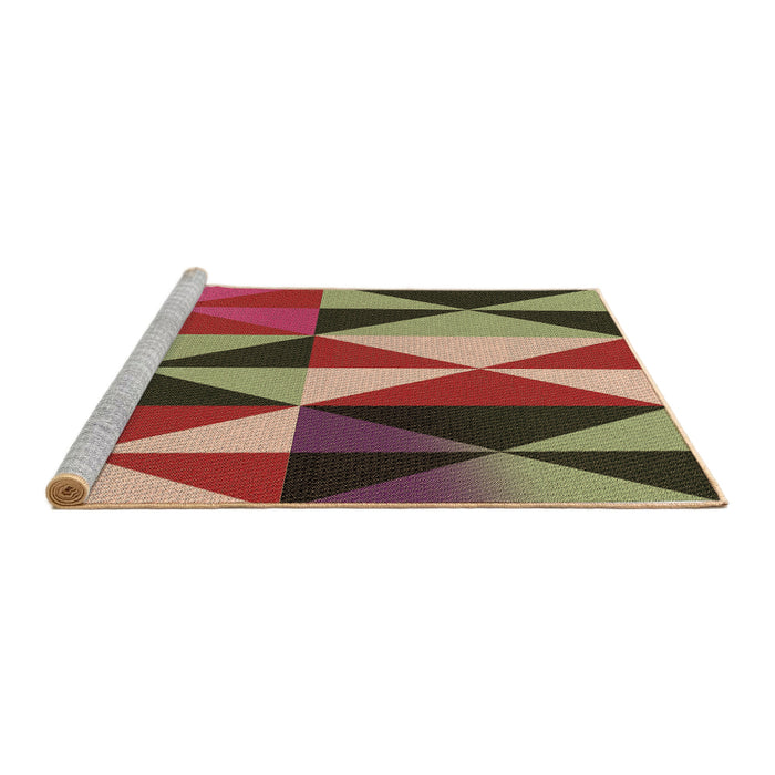 Sideview of Machine Washable Transitional Tomato Red Rug, wshpat1463brn