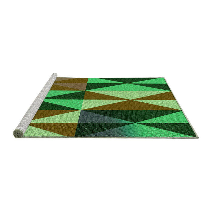 Sideview of Machine Washable Transitional Army Green Rug, wshpat1463grn