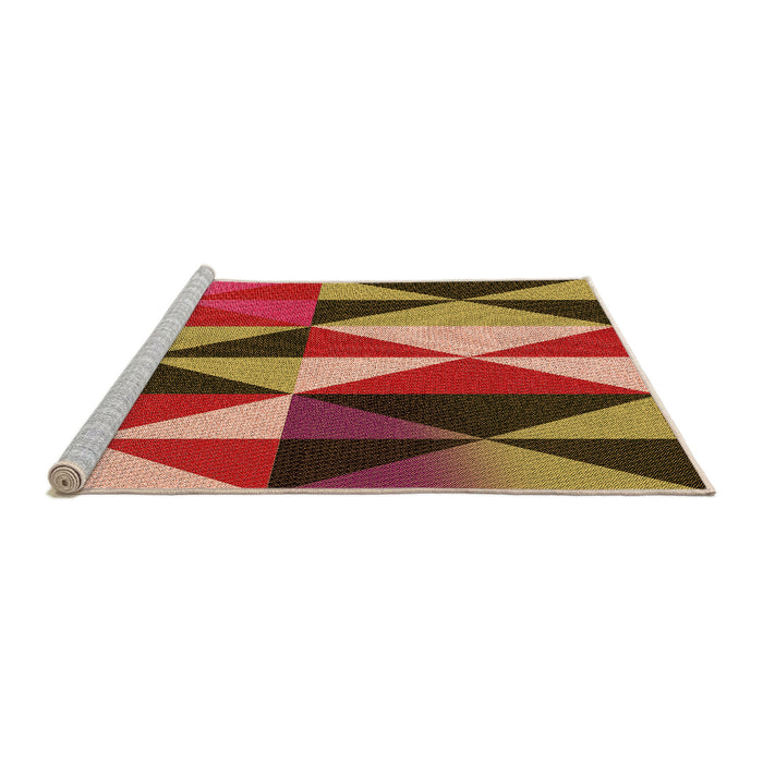 Sideview of Machine Washable Transitional Tomato Red Rug, wshpat1463org