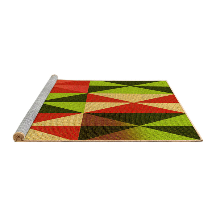 Sideview of Machine Washable Transitional Green Rug, wshpat1463yw