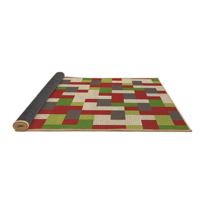 Thickness of Patterned Ginger Brown Green Rug, pat1464brn