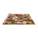 Sideview of Machine Washable Transitional Ginger Brown Green Rug, wshpat1464brn