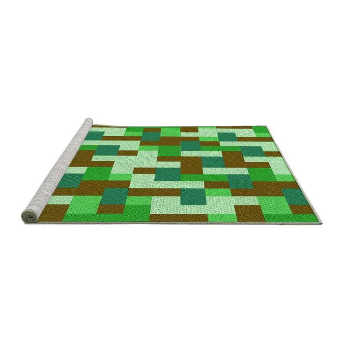 Sideview of Machine Washable Transitional Green Rug, wshpat1464grn