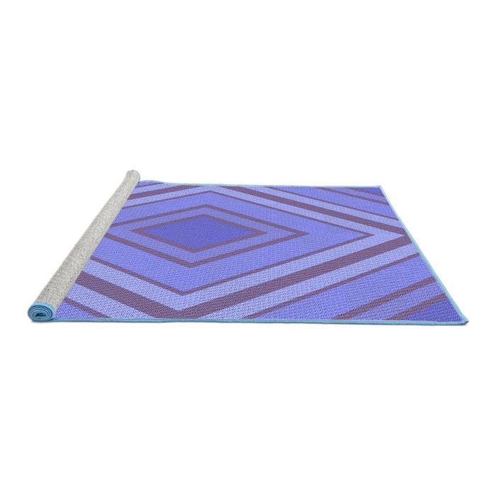 Sideview of Machine Washable Transitional Slate Blue Rug, wshpat1465blu