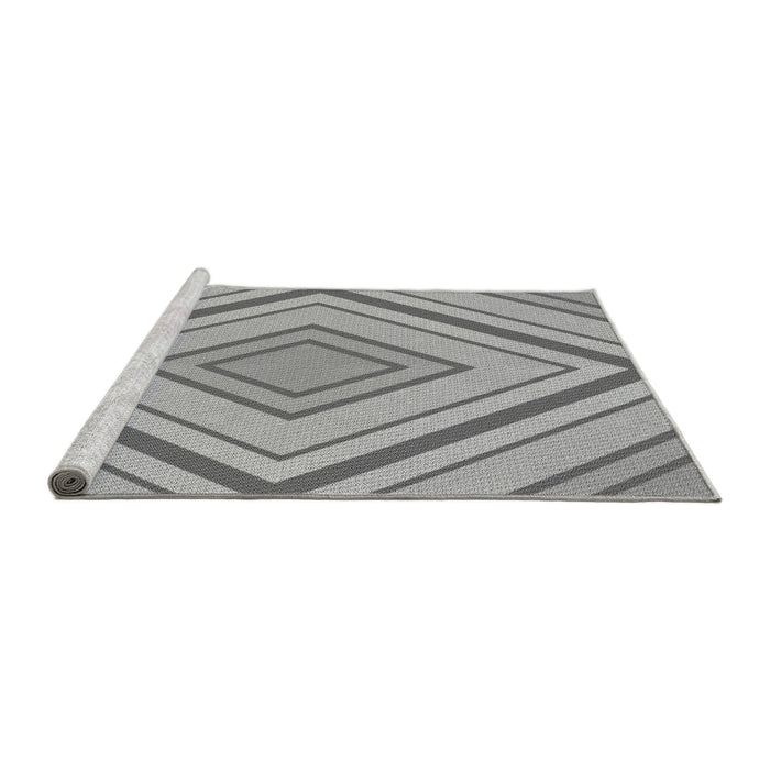 Sideview of Machine Washable Transitional Platinum Gray Rug, wshpat1465gry