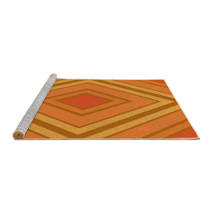 Sideview of Machine Washable Transitional Orange Red Orange Rug, wshpat1465yw