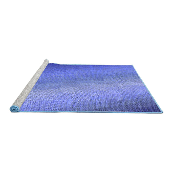 Sideview of Machine Washable Transitional Sky Blue Rug, wshpat147blu