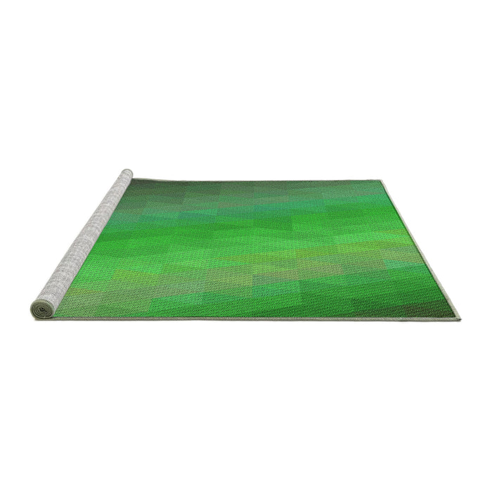 Sideview of Machine Washable Transitional Forest Green Rug, wshpat147grn