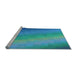 Sideview of Machine Washable Transitional Blue Rug, wshpat147lblu