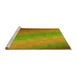 Sideview of Machine Washable Transitional Green Rug, wshpat147yw