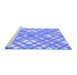 Sideview of Machine Washable Transitional Blue Rug, wshpat1470blu