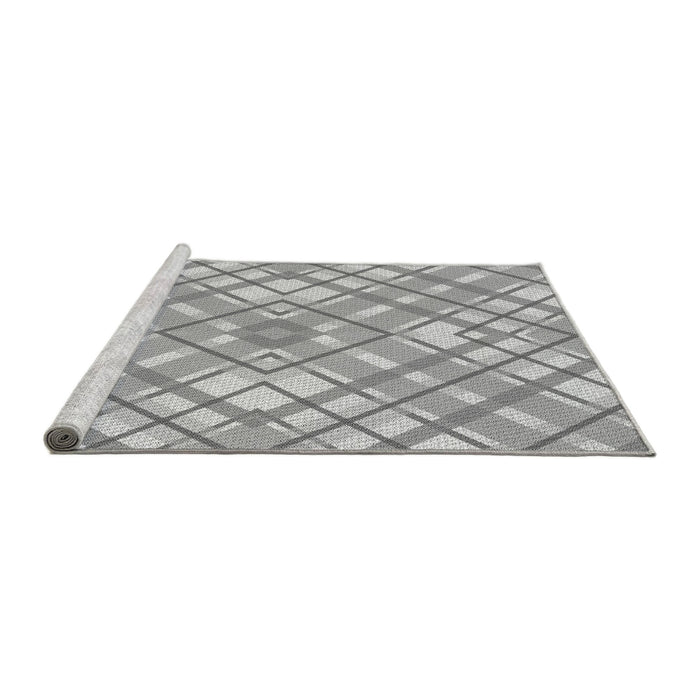 Sideview of Machine Washable Transitional Platinum Silver Gray Rug, wshpat1470gry