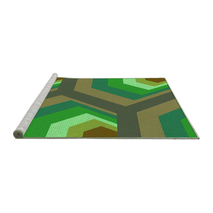 Sideview of Machine Washable Transitional Antique Bronze Green Rug, wshpat1471grn