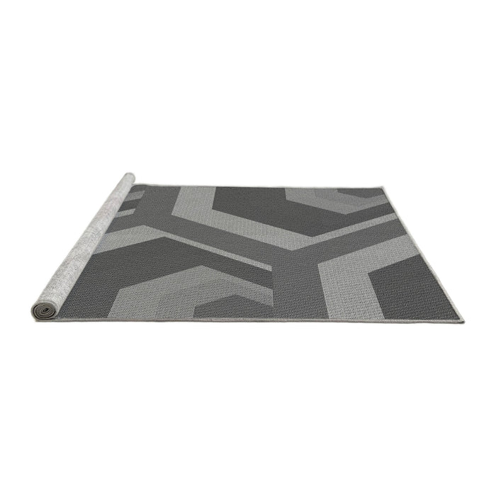 Sideview of Machine Washable Transitional Grey Gray Rug, wshpat1471gry