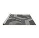 Sideview of Machine Washable Transitional Grey Gray Rug, wshpat1471gry