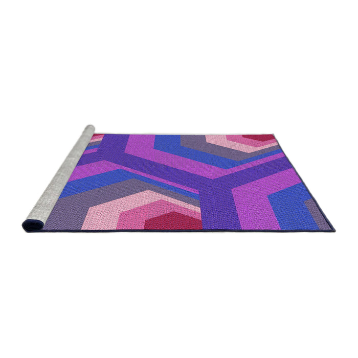 Sideview of Machine Washable Transitional Neon Purple Rug, wshpat1471pur