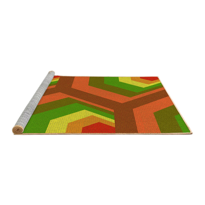 Sideview of Machine Washable Transitional Pistachio Green Rug, wshpat1471yw