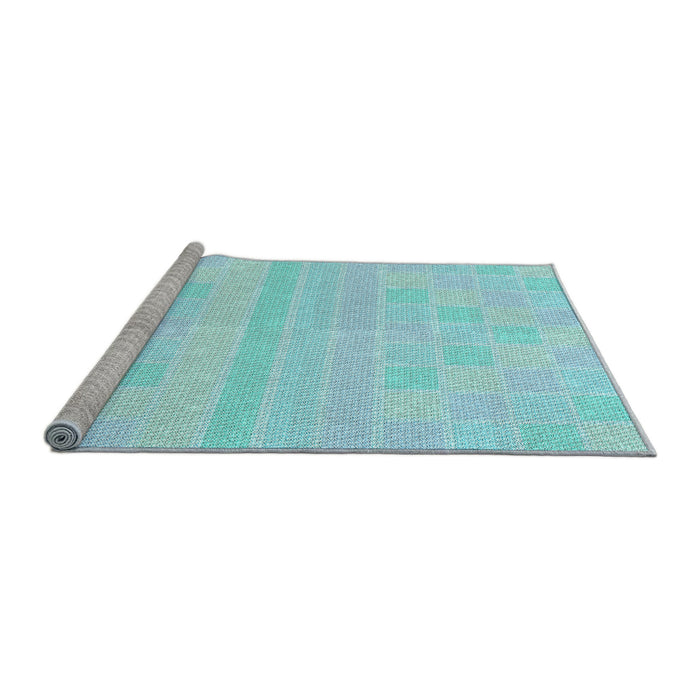 Sideview of Machine Washable Transitional Diamond Blue Rug, wshpat1472lblu
