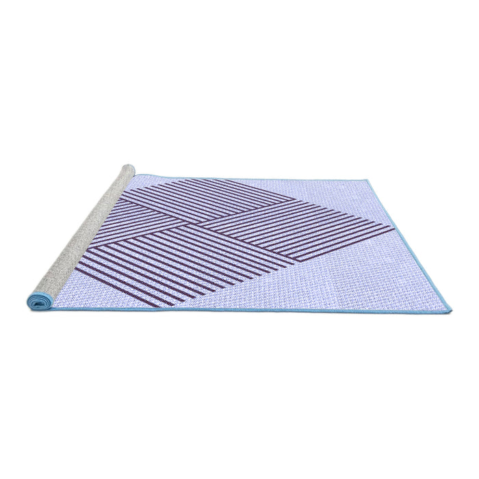 Sideview of Machine Washable Transitional Lavender Blue Rug, wshpat1473blu